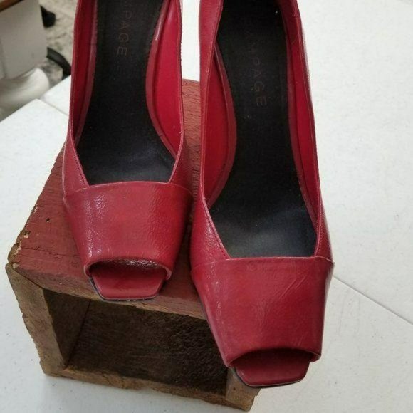 Rampage Red Peep Toe Pumps Size 10 - Picture 11 of 12
